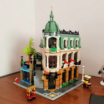 Hotel Urbano de Bloques de Construcción 3066 Piezas – Maqueta de Arquitectura Vintage para Ensamblar – Edificio de Ciudad en Miniatura de Colección para Adultos y Adolescentes – Juego de Construcción Creativo