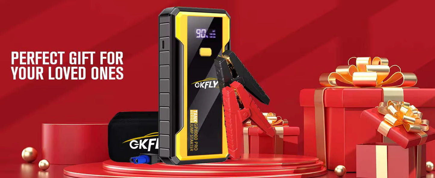 Démarreur de Batterie Portable  GP8000 PRO 8000A 12V Booster Voiture Essence Diesel avec Écran LED
