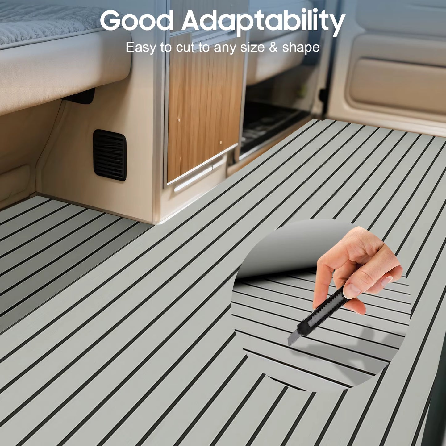 Tapis de Pont Bateau Faux Teck EVA 240×90 cm – Revêtement Antidérapant Auto-Adhésif