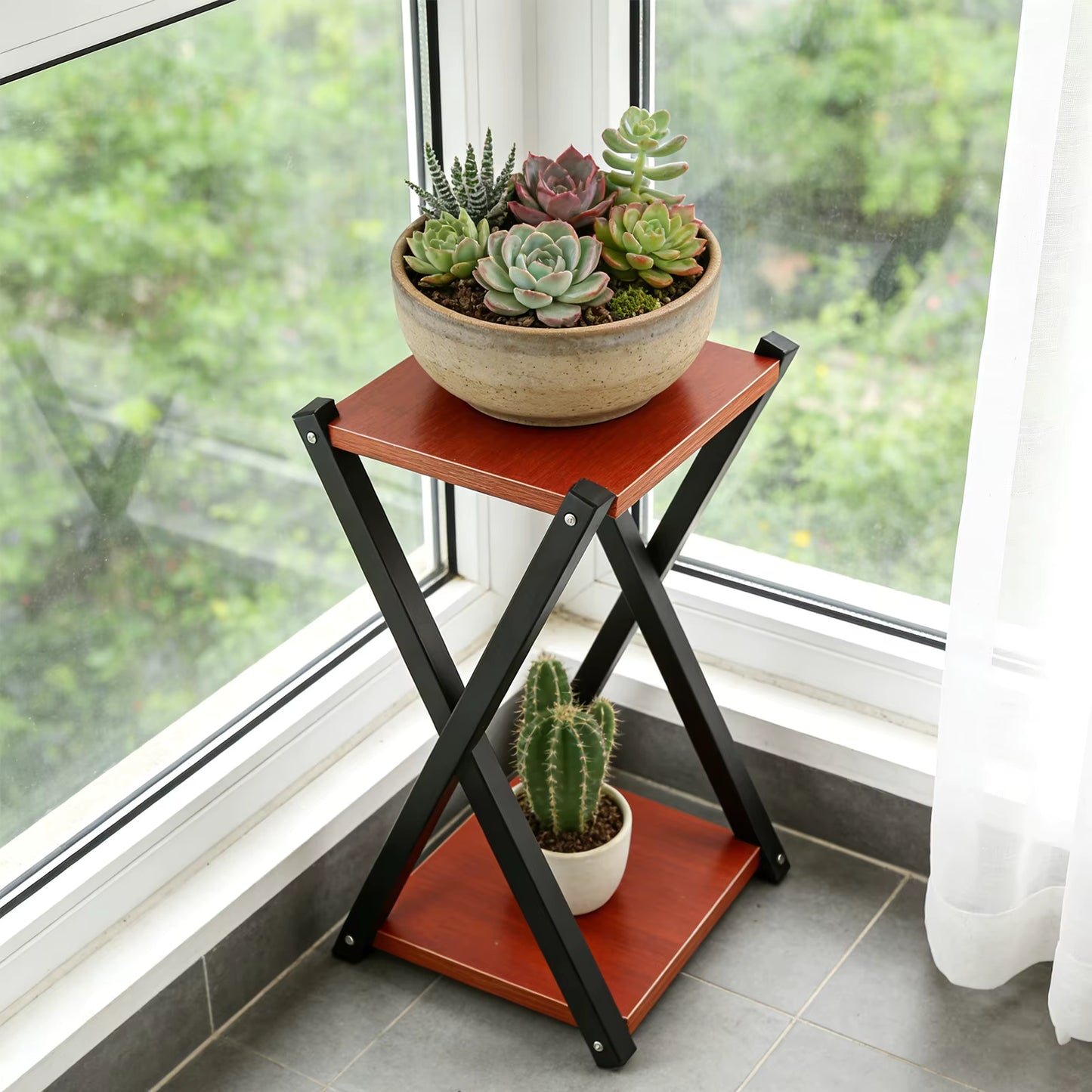 Support Plante Bois 60 cm – Étagère à Fleurs Intérieur Extérieur – Porte Plante Design Moderne pour Salon, Balcon, Terrasse et Jardin