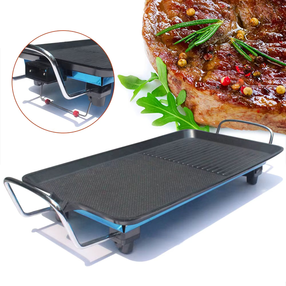 Grill Barbecue Électrique Portable – Plaque de Cuisson Antiadhésive, Température Réglable, Sans Fumée, Intérieur & Extérieur
