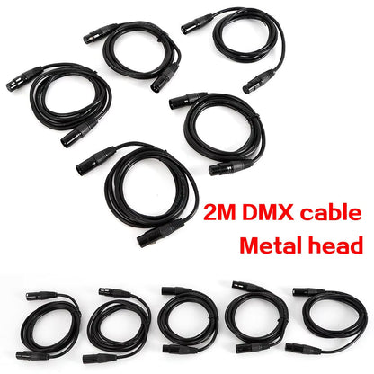Lot de 10 Câbles DMX XLR 3 Broches 2 m – Audio Éclairage Scène – Connecteurs Métal – Compatible DJ & Sono