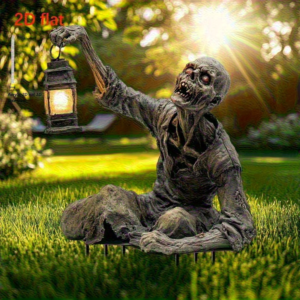 Décoration Halloween Zombie Lanterne Acrylique 2D à Planter – Ornement Effrayant Jardin Maison