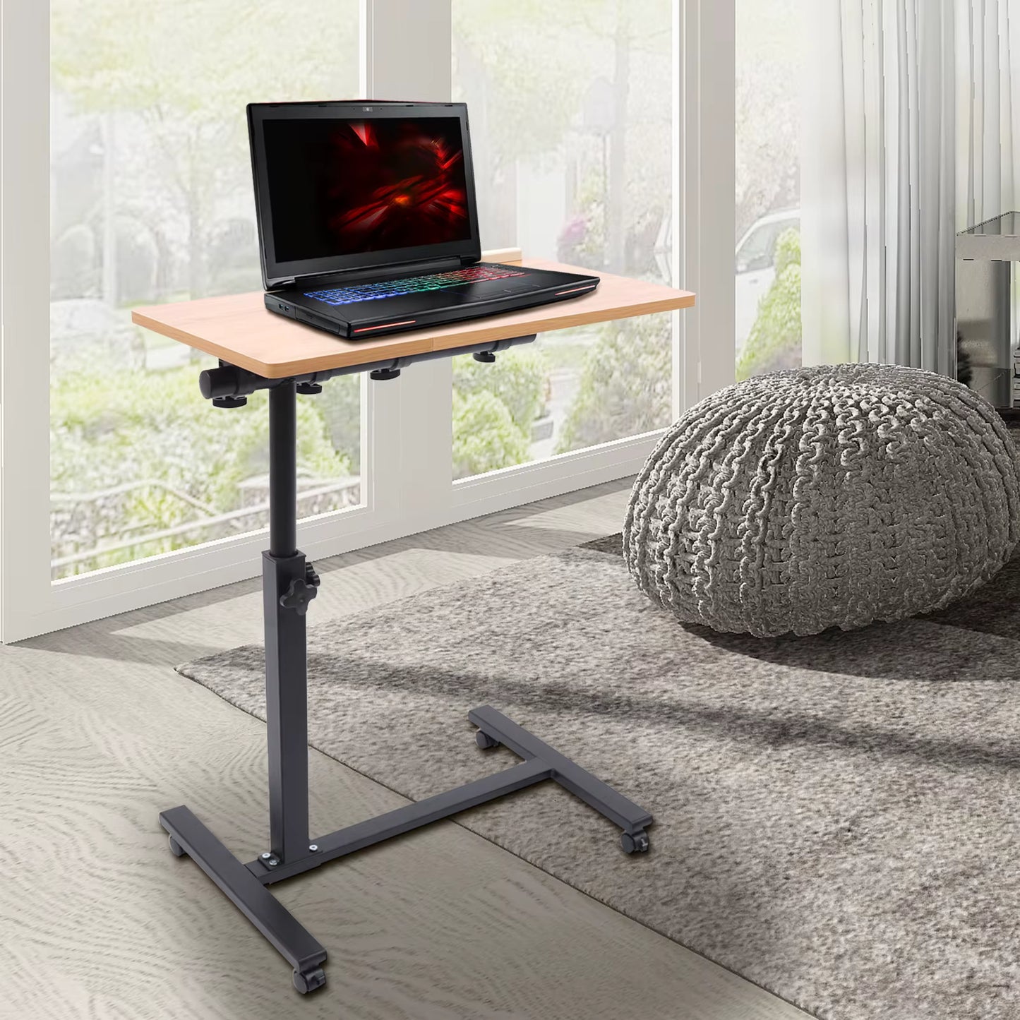 Bureau Ordinateur Portable Roulant 360° – Hauteur Réglable 58-90 cm