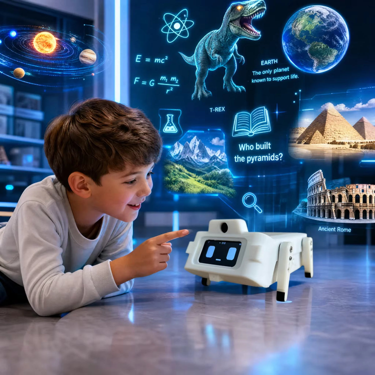Chien Robot Intelligent IA Interactif – Conversation Vocale 61+ Langues – Jouet Éducatif Enfant – Blanc