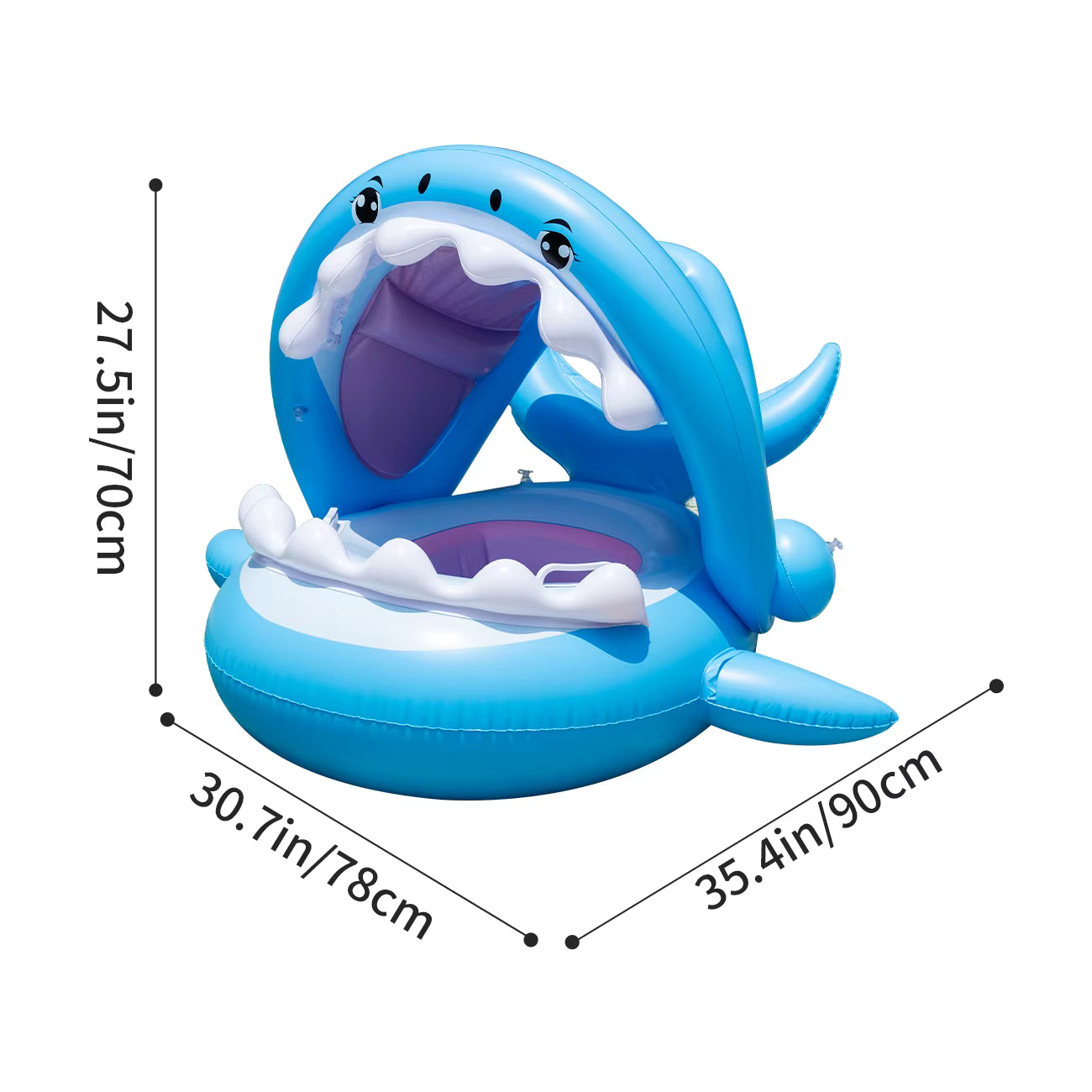 Bouée Siège Gonflable Requin pour Enfant – Flotteur de Piscine avec Dossier