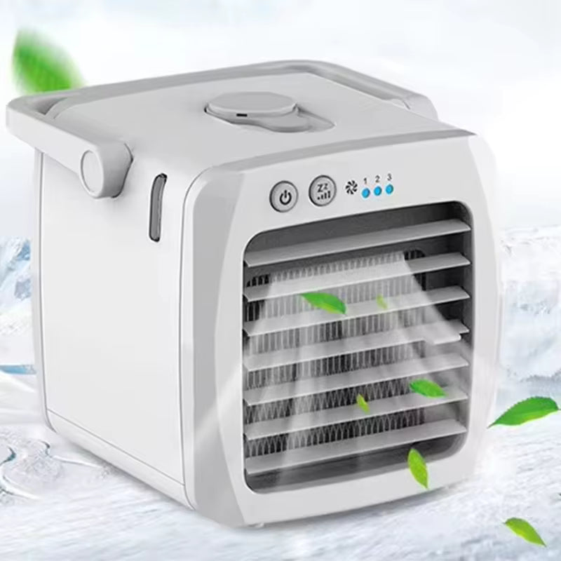 Mini Rafraîchisseur d’Air USB Portable – Ventilateur Refroidisseur Personnel Silencieux – Mini Climatiseur de Bureau Rechargeable – Refroidissement Été Maison Chambre Bureau – Blanc