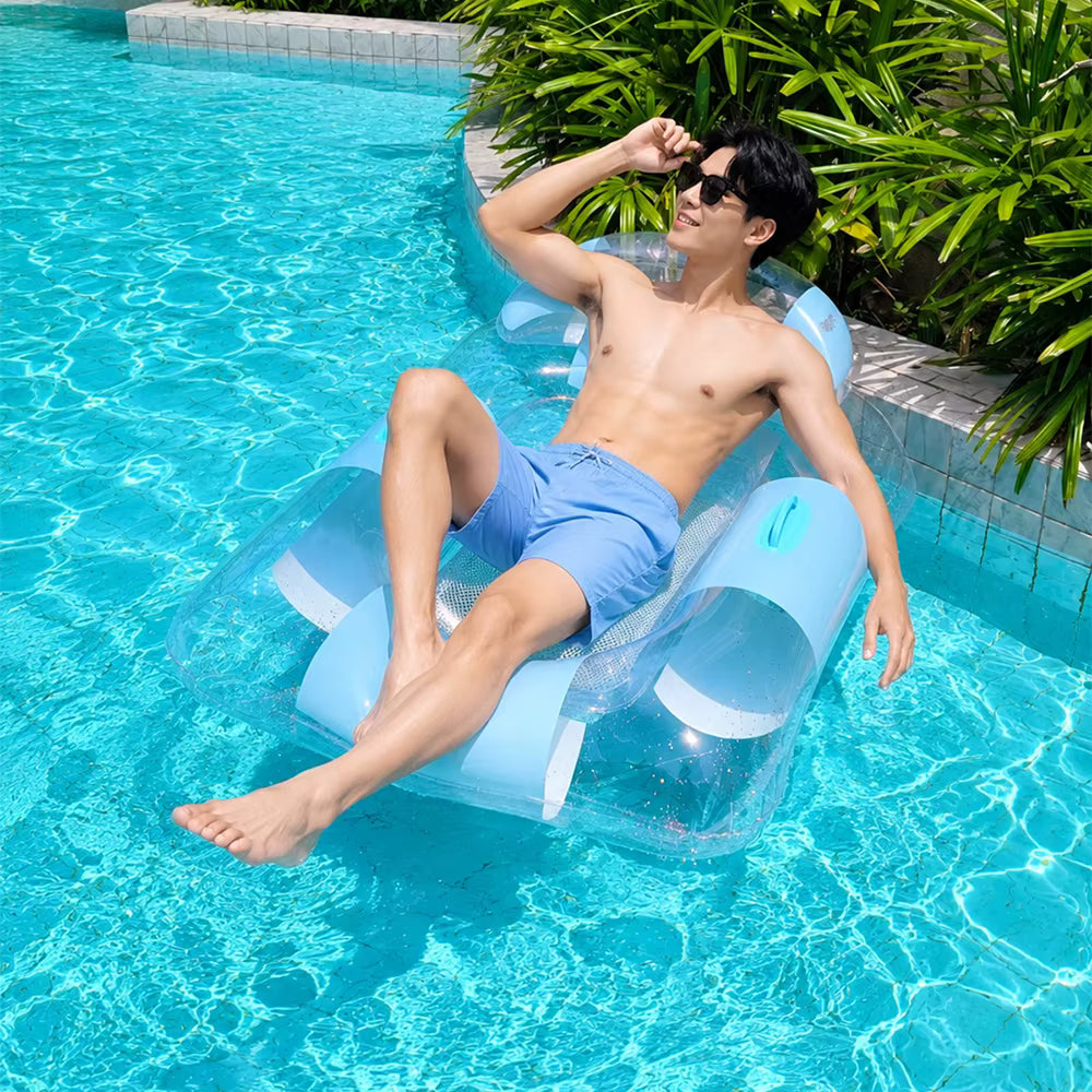 Matelas Flottant Gonflable Adulte avec Pare-Soleil – Hamac Aquatique Piscine et Plage – Fauteuil Flottant Relaxation Été