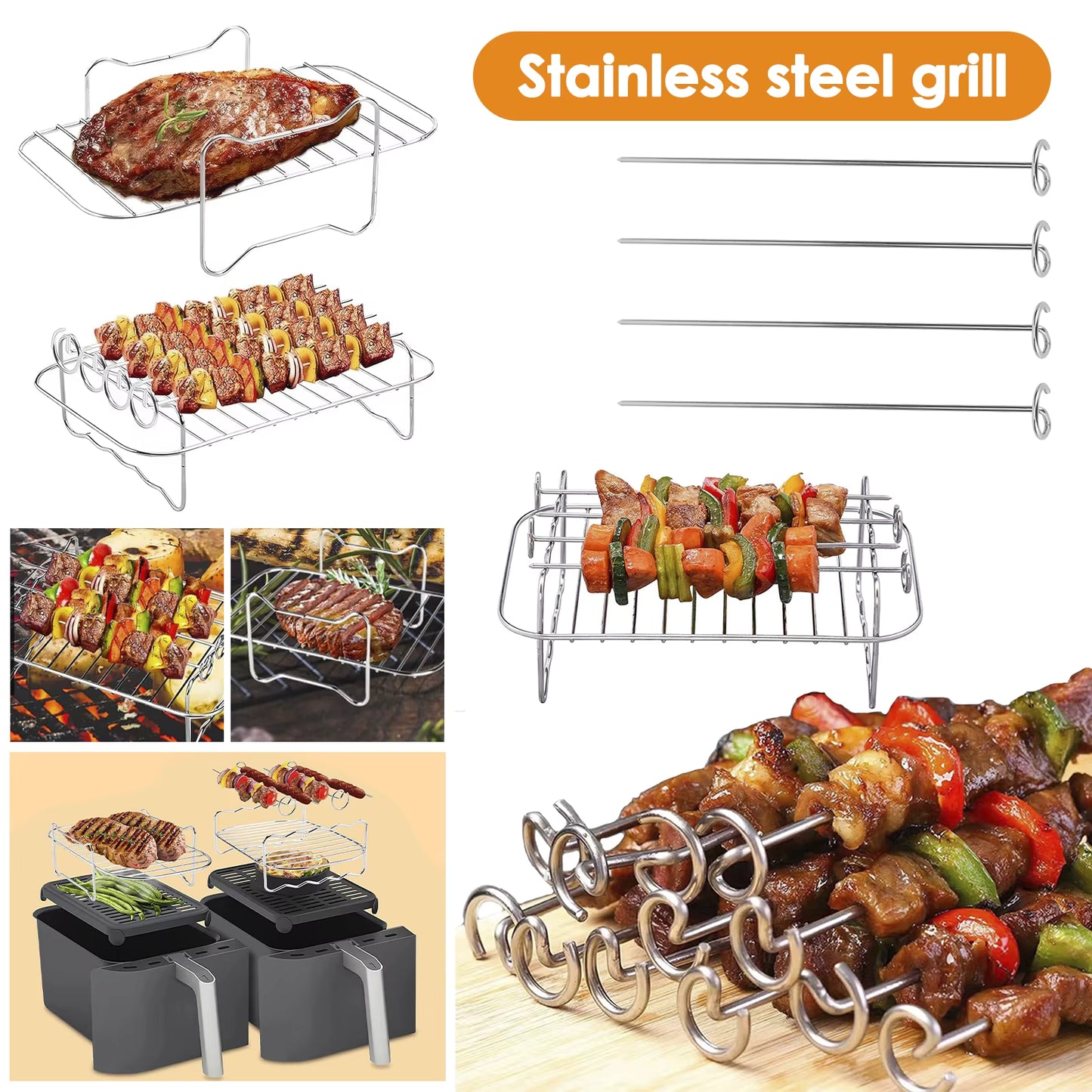 Accessoires Friteuse à Air 31 Pièces – Moules Silicone, Grilles, Pinces, Gants, Brosse Huile – Compatible Air Fryer Ninja Keplin Tower