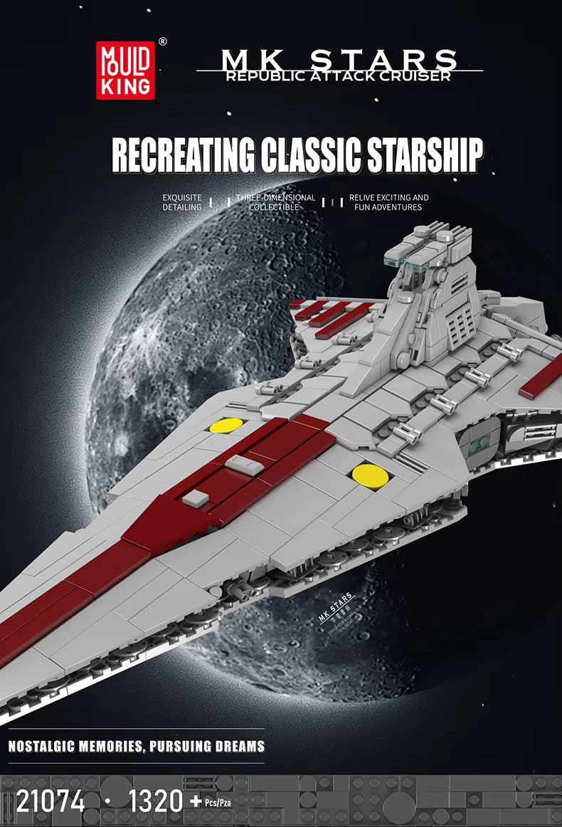 Vaisseau Spatial République – Modèle Attack Cruiser – Blocs de Construction Type MOC – Compatible 21074