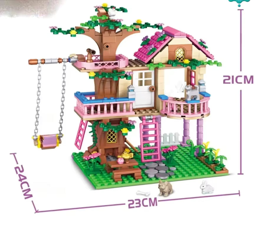 Cabane dans Arbre en Blocs de Construction 685 Pièces – Maison Nature avec Toboggan – Jeu Créatif Enfant – Cadeau Fille Garçon