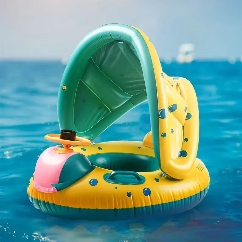 Bouée Siège Bébé Gonflable avec Pare-Soleil Intégré – Flotteur Piscine Enfant Anti-UV – Anneau de Natation Sécurisé pour Bébé et Jeune Enfant – Jeux d’Eau Été