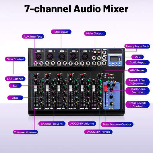 Console de mixage audio 7 canaux DJ