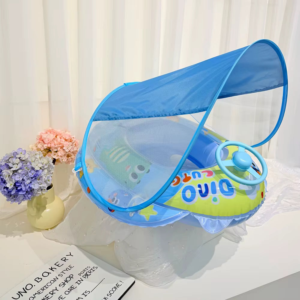 Bouée Bébé Gonflable avec Siège et Pare-Soleil Amovible – Flotteur Piscine 0-3 Ans