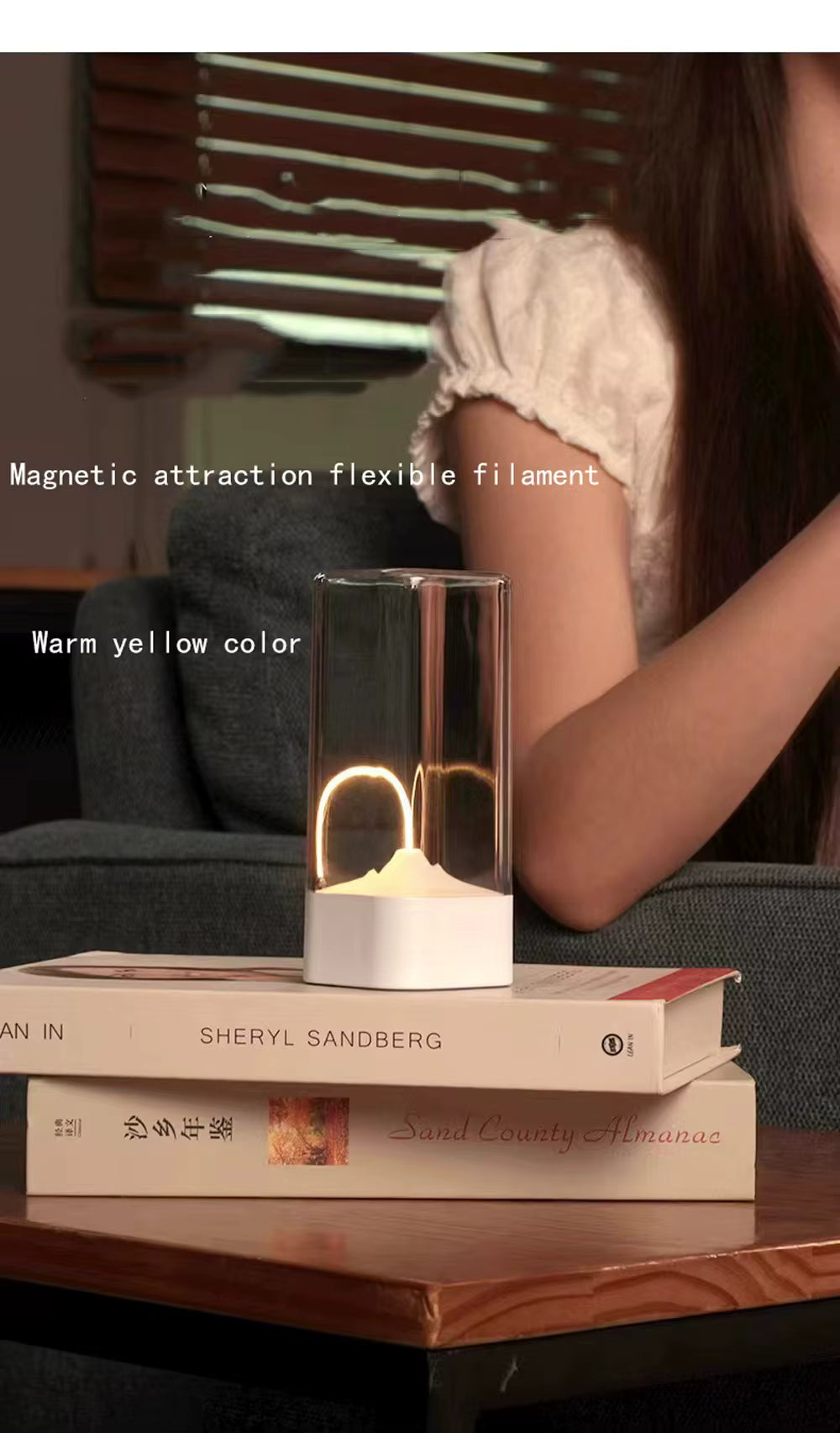 Lampe de Bureau LED Design Magnétique Rechargeable – Veilleuse Moderne Tactile USB – Lampe d’Ambiance pour Chambre, Bureau et Camping