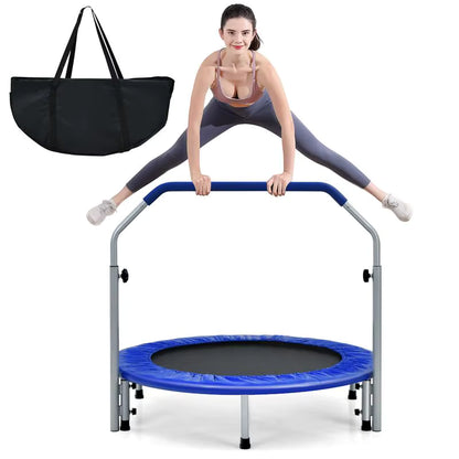 Trampolín de Fitness Plegable de 40 Pulgadas con Barra de Sujeción Ajustable – Cardio y Puesta en Forma en Casa