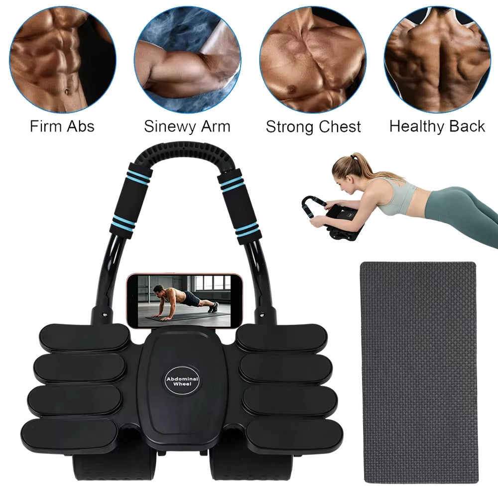 Rouleau Abdominal 4 Roues à Rebond Automatique avec Support Coudes – Gainage & Musculation à Domicile