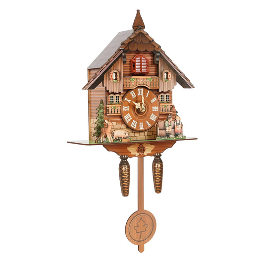 Horloge Murale Coucou Vintage en Bois – Horloge Décorative avec Carillon Oiseau – Style Nordique Maison Salon