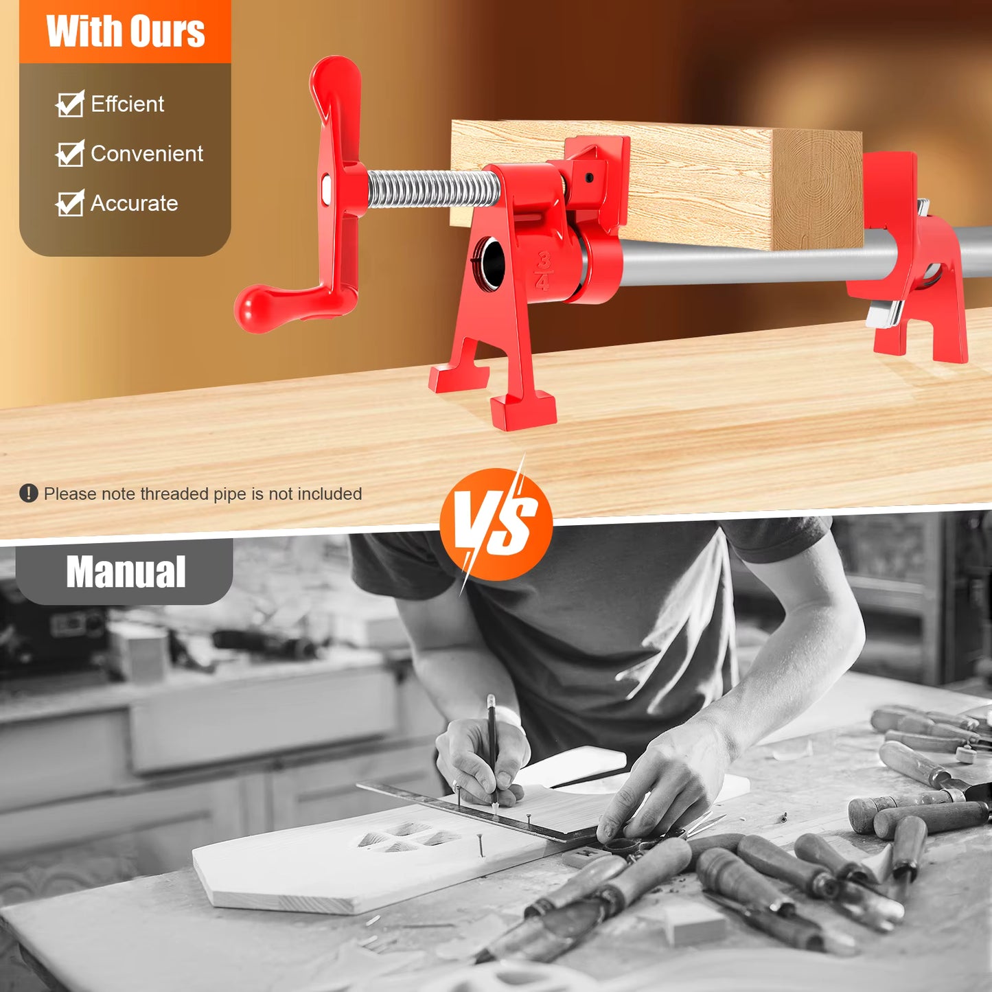 Lot 4 colliers de serrage bois 3/4 pouces