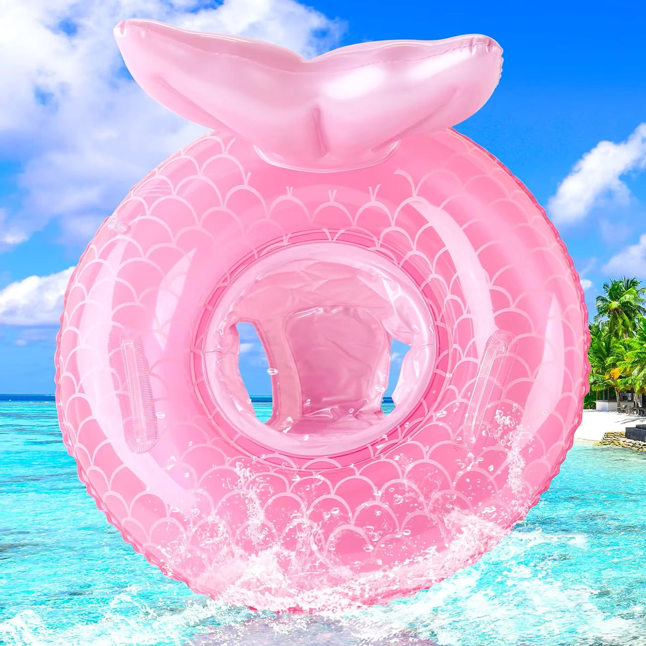 Bouée Gonflable Sirène avec Siège Intégré – Flotteur Piscine Enfant Queue de Sirène Rose Anneau de Natation Été