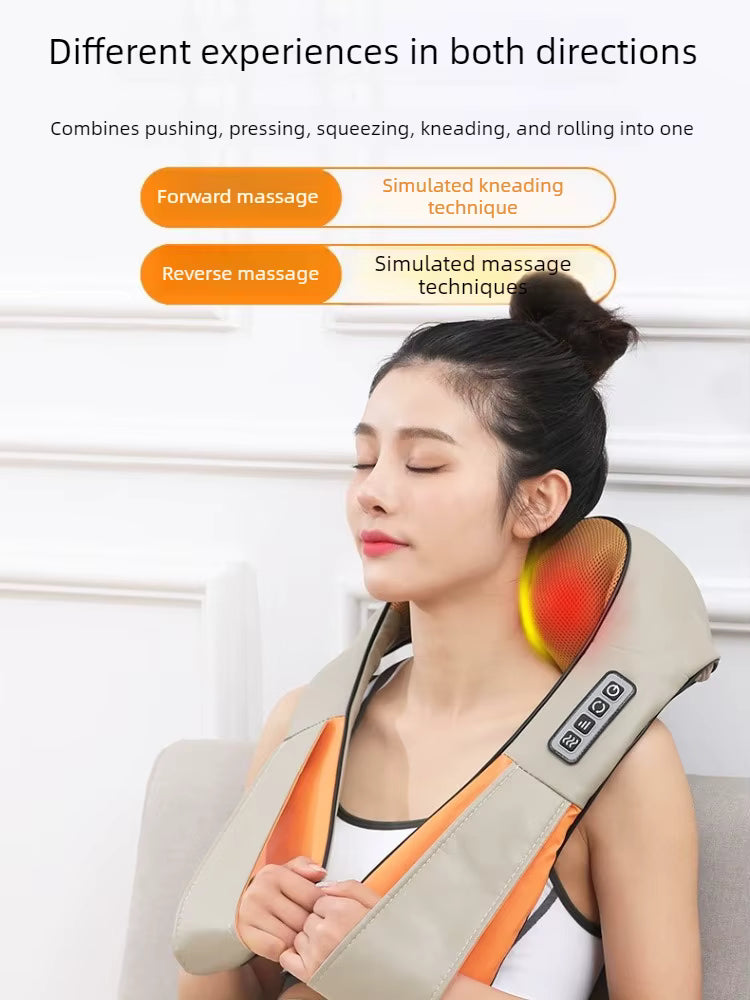 Masseur Cervical Chauffant Shiatsu Électrique – Châle de Massage Cou et Épaules – Massage à Pétrissage Profond – Utilisation Maison et Voiture