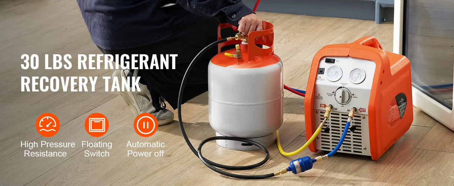 Réservoir de Récupération Réfrigérant 30 lb 400 PSI – Bouteille Cylindrique pour R22 R134A