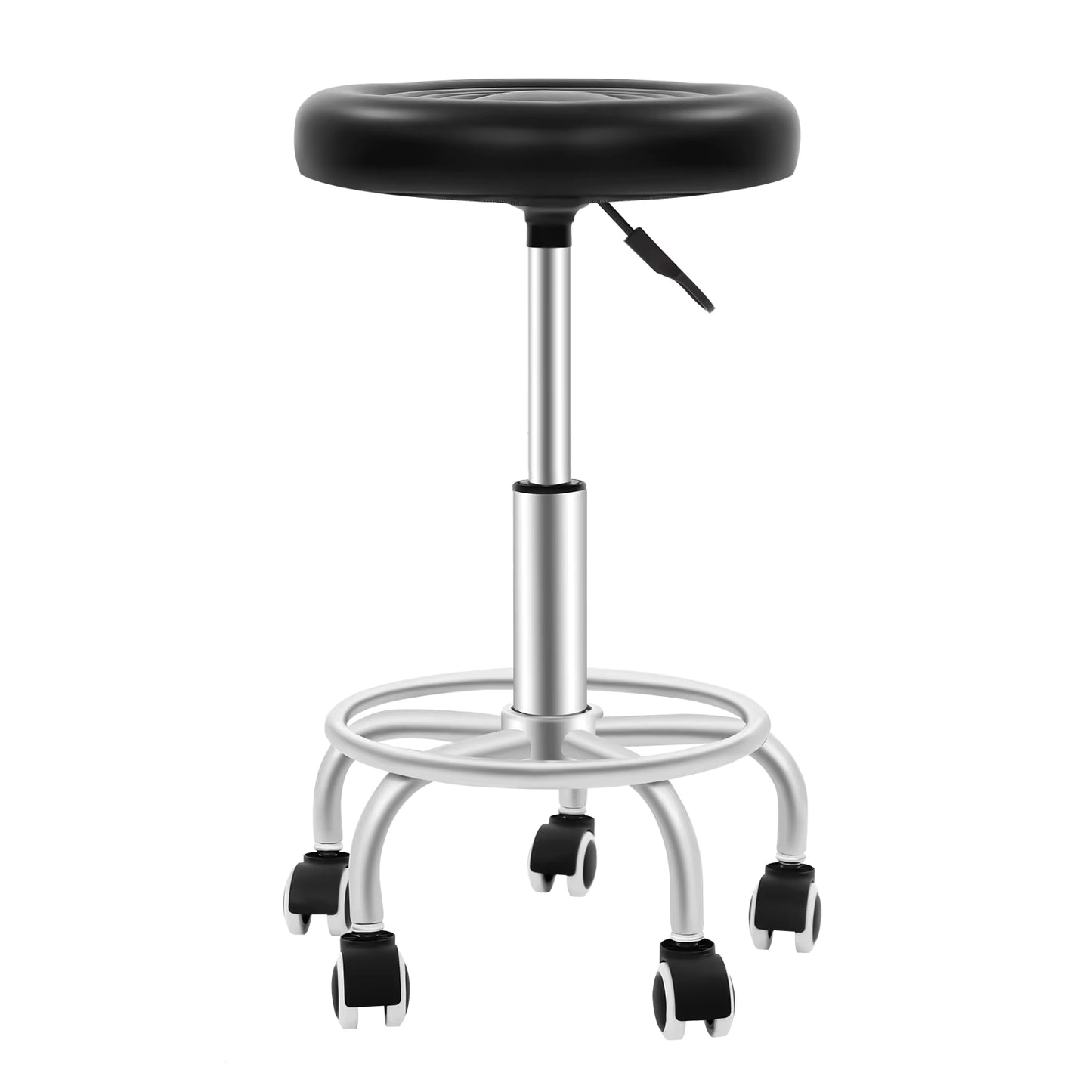 Tabouret de bar roulant réglable en hauteur 360° – Siège rotatif avec roulettes – Tabouret ergonomique pour salon bureau cuisine beauté