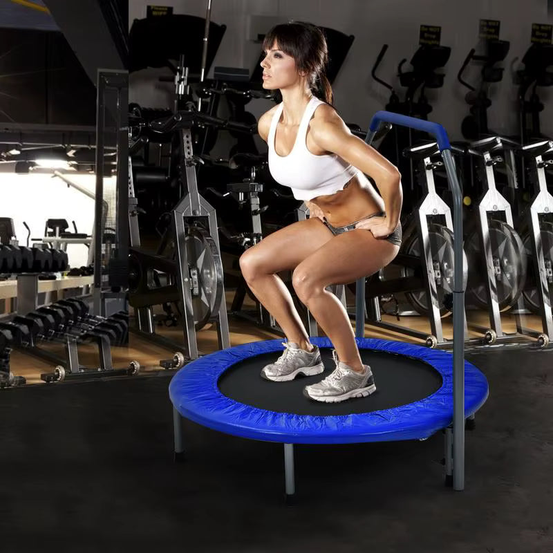 Trampoline Fitness Pliable 40 Pouces avec Barre de Maintien Réglable – Cardio & Remise en Forme à Domicile