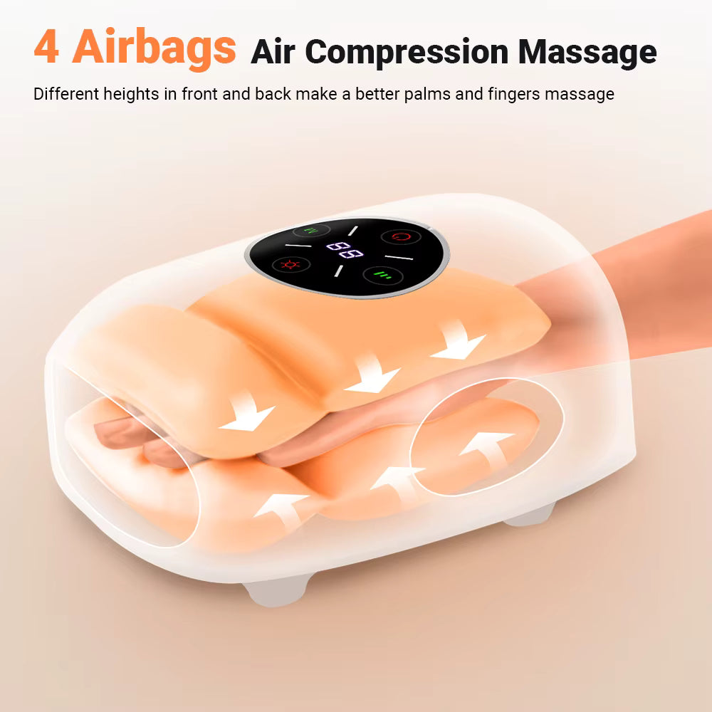 Masseur de Main Électrique Intelligent Airbag – 3 Modes, Chaleur, Compression, Sans Fil, Relaxation & Soulagement des Douleurs
