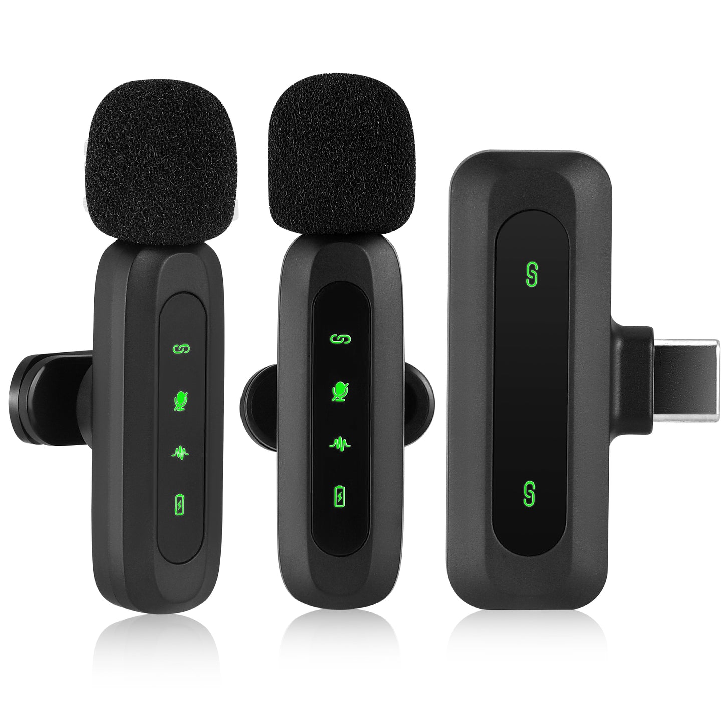 Microphone Lavalier Sans Fil Double pour iPhone et Android – Plug & Play – Micro Cravate avec Récepteur – Idéal Vidéo, Podcast, Interview