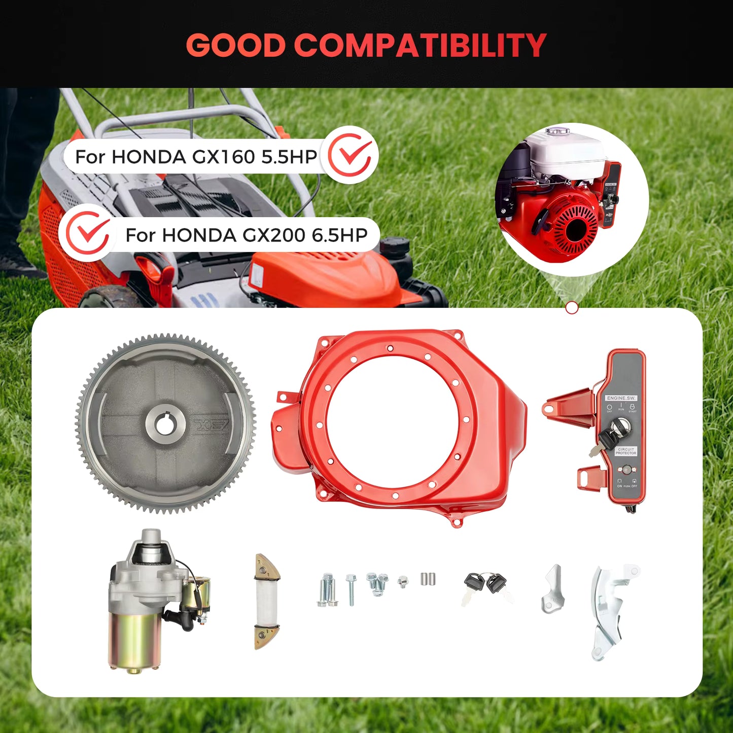 Kit démarreur électrique 12V type GX160/GX200