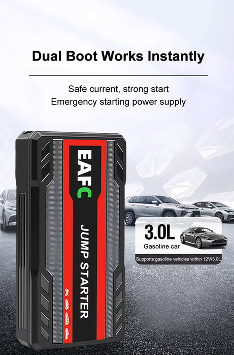 Démarreur de Batterie Voiture 600A 12V – Booster de Démarrage Portable avec Lumière LED – Couleur Noire