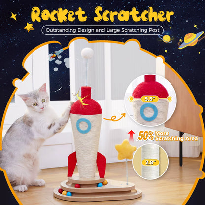 火箭太空猫抓柱 – 空间设计猫爬架 – 带平台抓柱 – 室内猫咪用品