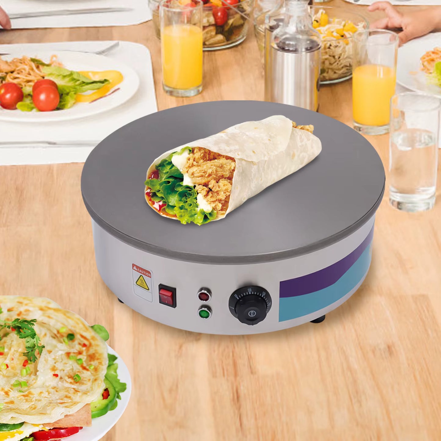 Crêpière électrique 45 cm professionnelle – Plaque chauffante 220V – Appareil à crêpes, pancakes et galettes – Usage maison et commercial