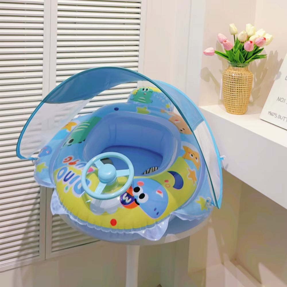 Bouée Bébé Gonflable avec Siège et Pare-Soleil Amovible – Flotteur Piscine 0-3 Ans