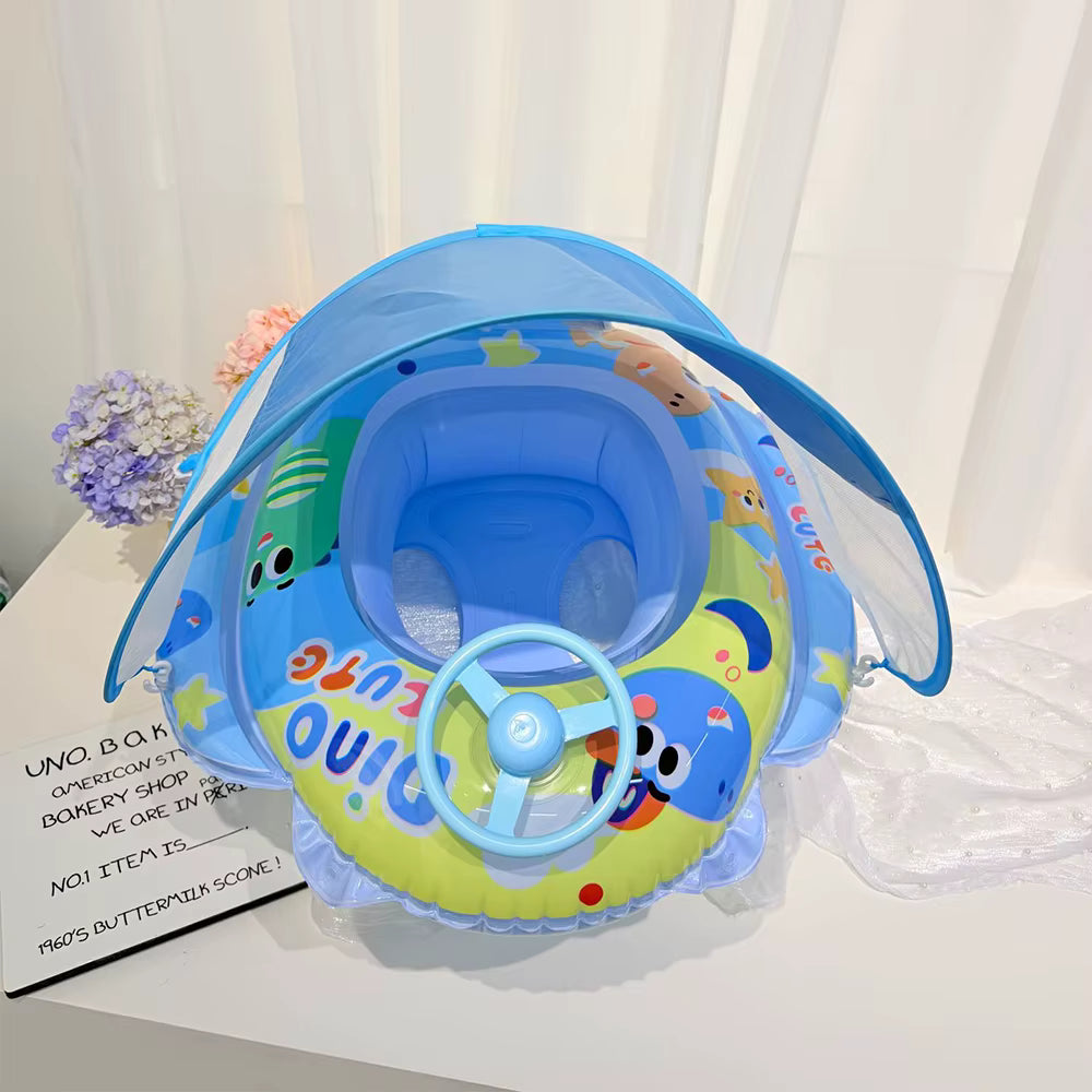 Bouée Bébé Gonflable avec Siège et Pare-Soleil Amovible – Flotteur Piscine 0-3 Ans