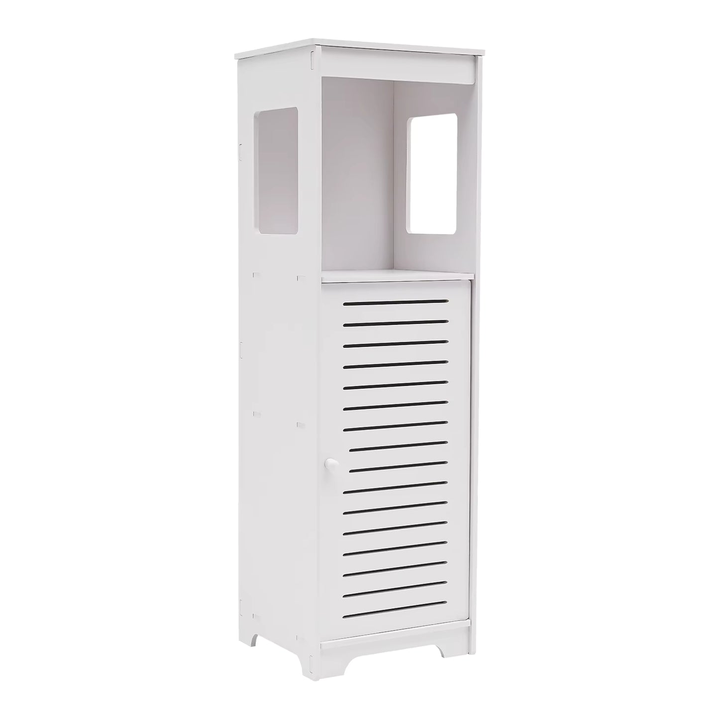 Armoire de Salle de Bain 4 Niveaux en PVC – Étagère de Rangement Étanche avec Porte Ventilée