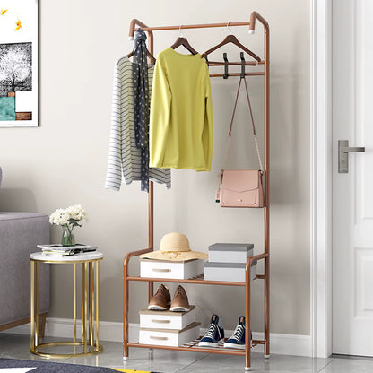 Porte-manteau 57 cm avec étagère à chaussures café