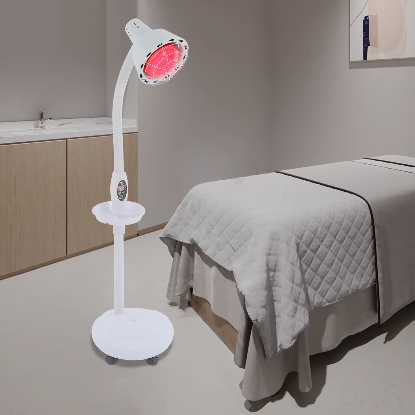 Lampe Infrarouge Chauffante 275W Rotative 360° – Lampe de Physiothérapie Réglable avec Télécommande 220V