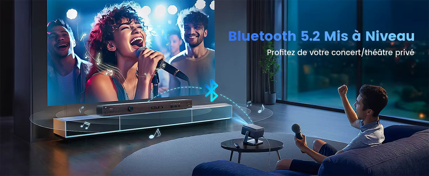 Mini Vidéoprojecteur WiFi Bluetooth 1080P – Electric Focus & Auto Keystone – Home Cinéma Portable