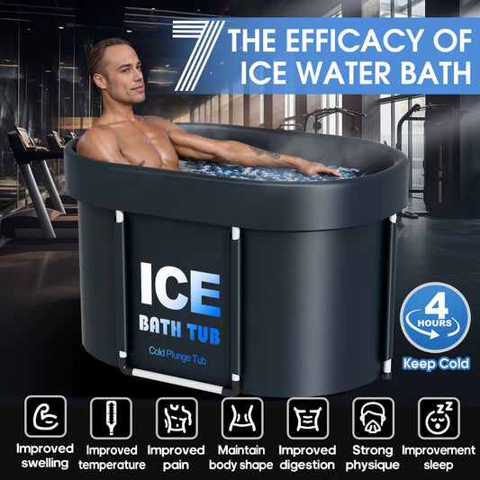 Baignoire Glacée Pliable Adulte avec Couvercle – Bain Froid Thérapie Récupération Sport – Bassin Portable Isolation Thermique – SPA Extérieur