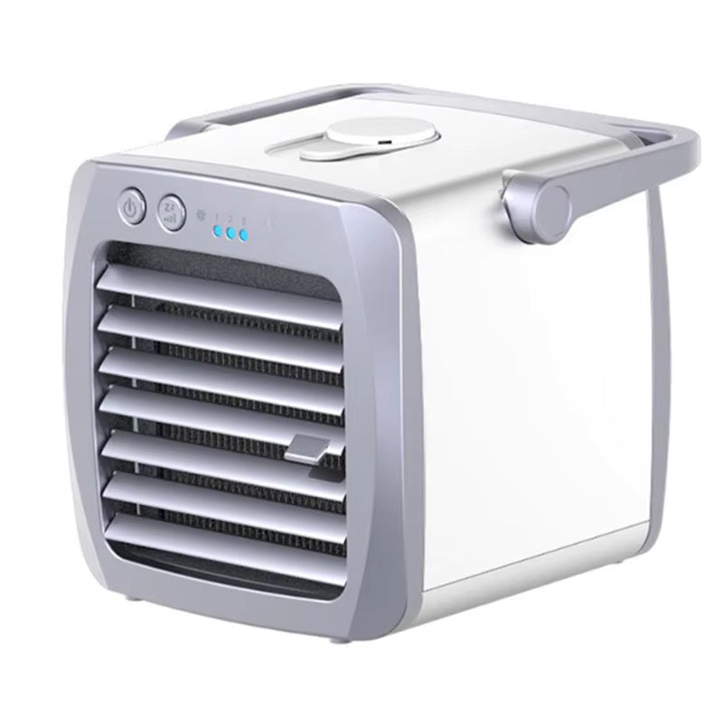 Mini Rafraîchisseur d’Air USB Portable – Ventilateur Refroidisseur Personnel Silencieux – Mini Climatiseur de Bureau Rechargeable – Refroidissement Été Maison Chambre Bureau – Blanc