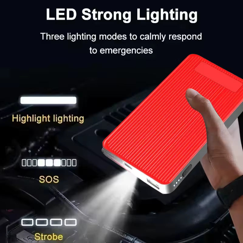 Démarreur de Voiture 2000A 12V Booster Batterie Portable Chargeur USB Batterie Externe d’Urgence avec LED