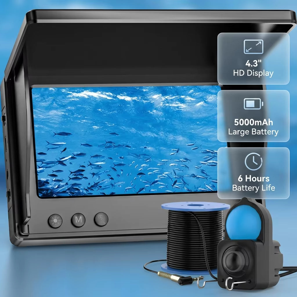 Caméra de Pêche Sous-Marine HD 30M – Détecteur de Poissons avec Écran 4,3" – Vision Nocturne, Pêche en Lac, Rivière, Bateau