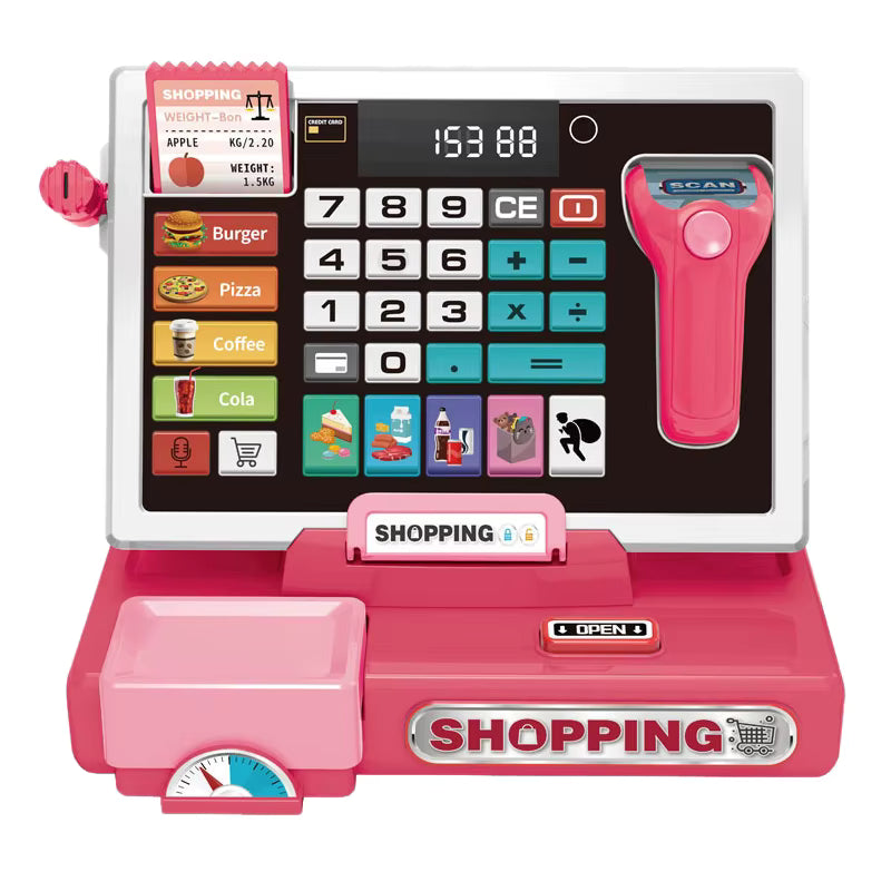 Caisse Enregistreuse Enfant Interactive – Scanner Sonore, Lecteur de Carte & Calculatrice | Jeu de Marchande Éducatif