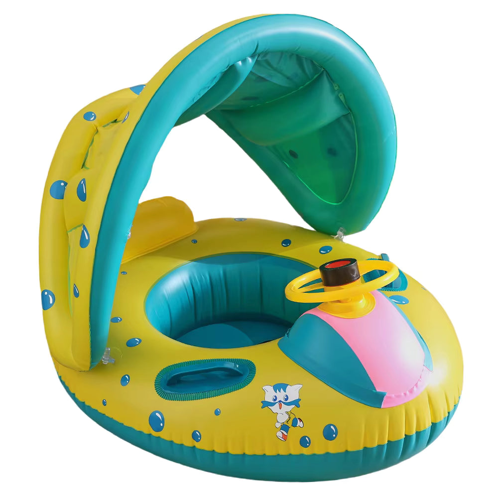 Bouée Siège Bébé Gonflable avec Pare-Soleil Intégré – Flotteur Piscine Enfant Anti-UV – Anneau de Natation Sécurisé pour Bébé et Jeune Enfant – Jeux d’Eau Été