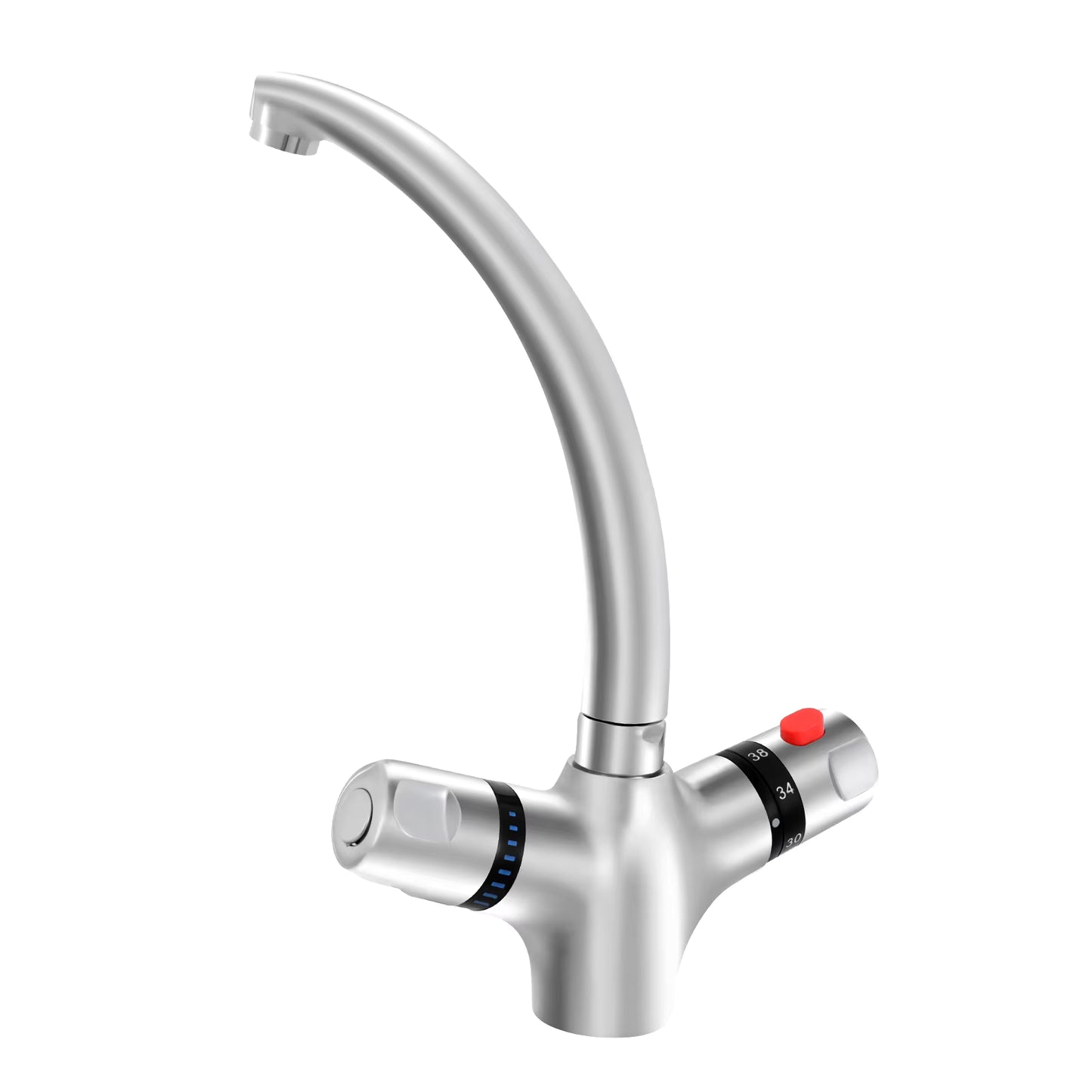 Robinet Mitigeur 360° Température Constante – 2 Poignées Chaud/Froid – Valve en Cuivre