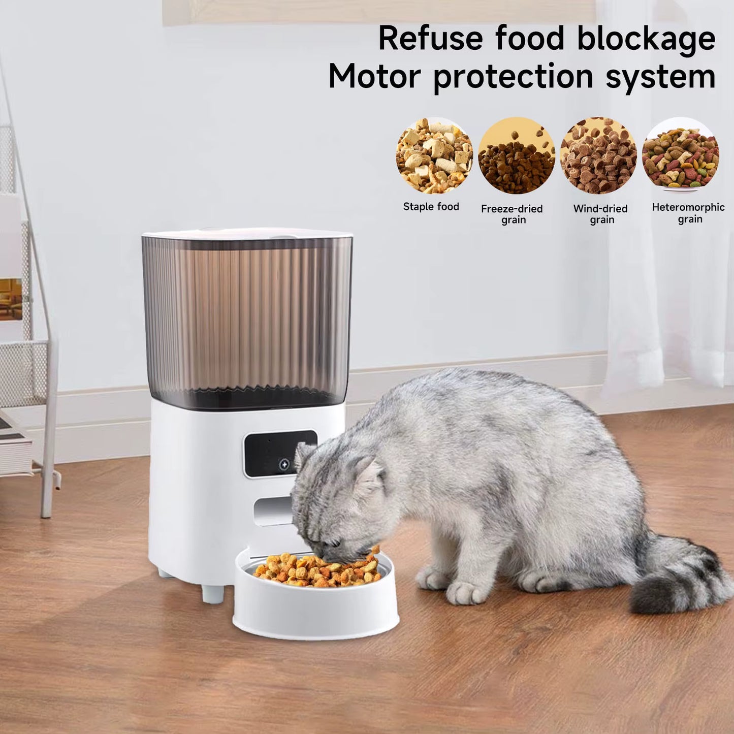 Mangeoire Automatique Connectée pour Chat et Chien 5L – Distributeur de Nourriture Intelligent WiFi avec Caméra – Acier Inoxydable