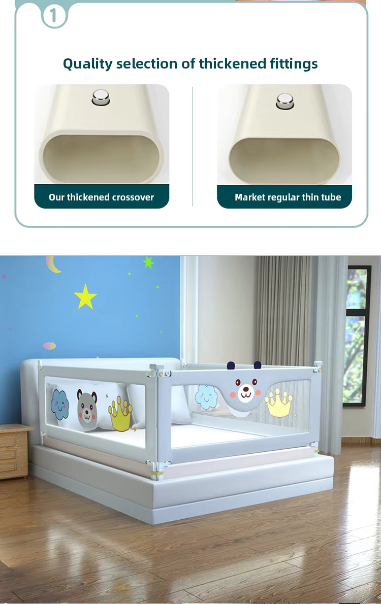 Barrière de Lit Enfant Réglable – Garde-Corps de Sécurité Relevable – Protection Bébé Lavable