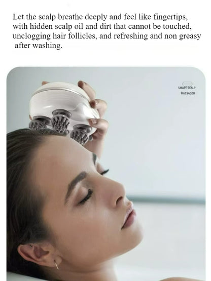 Masseur de tête électrique pour cuir chevelu – Silicone, vitesses réglables et lumière rouge